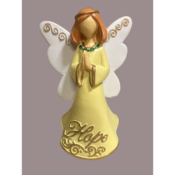 Angel Figurines With Love Peace & Hope Messages In Red Green & Yellow - Picture 2 of 13